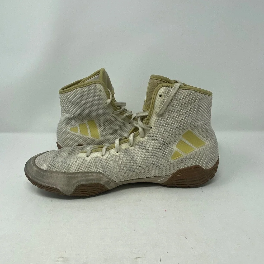 Adidas Tech Fall 2.0 Wrestling Shoes White Gold Gum FZ5389 Mens Size 12 High Top